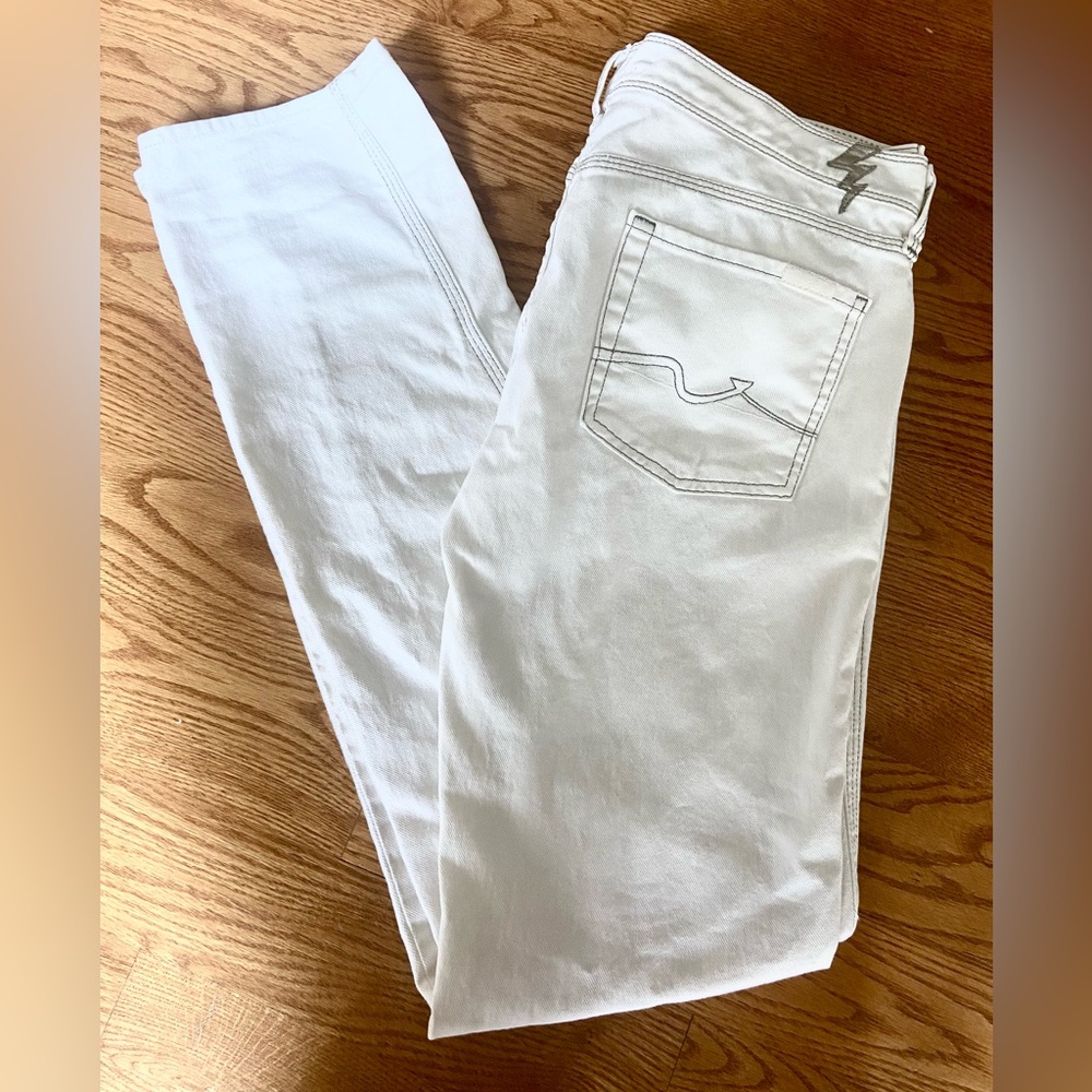 7 For All Mankind White Straight Leg Jeans